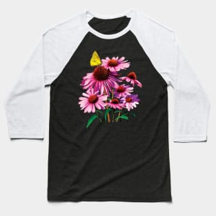 Coneflowers - Yellow Sulphur Butterfly on Coneflower Baseball T-Shirt